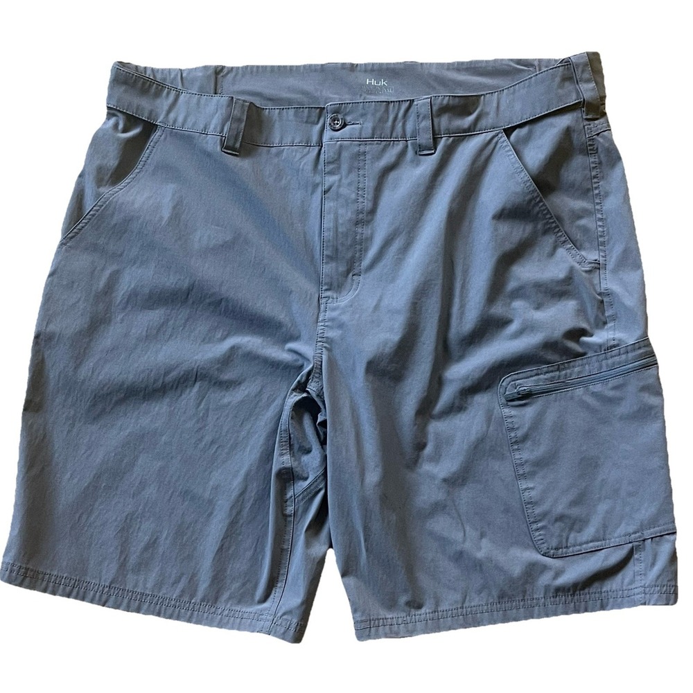 HUK Fishing Shorts Men's XXL 44 Gray Vented Cargo Utility Big &‎ Tall EUC